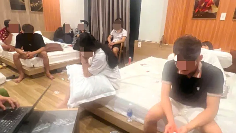 Nhóm thanh thiếu niên tổ chức sử dụng ma túy trong khách sạn ngày mùng 3 tết. Ảnh: CATĐN