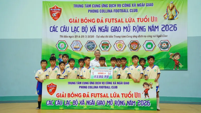 Sôi động Giải futsal U11 xã Ngãi Giao mở rộng năm 2026