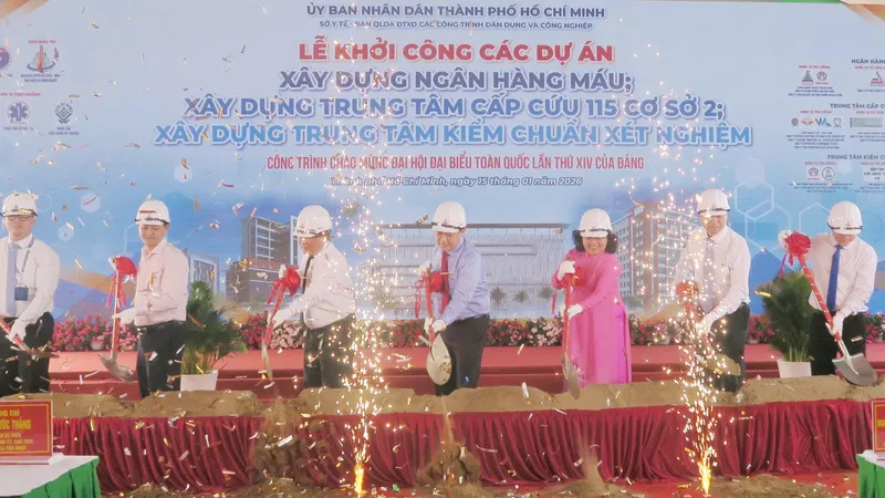 Nghi thức khởi công 3 dự án: Ngân hàng máu, Trung tâm Cấp cứu 115 cơ sở 2 và Trung tâm Kiểm chuẩn xét nghiệm Thành phố