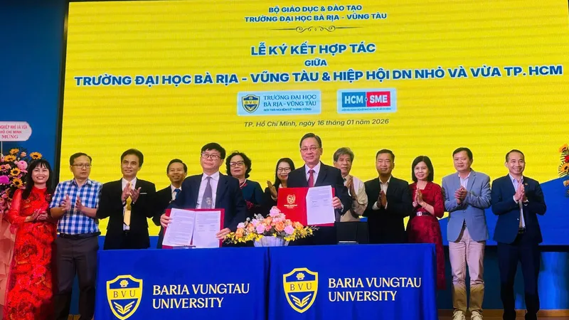 Trường Đại học Bà Rịa - Vũng Tàu ký kết hợp tác với Hiệp hội Doanh nghiệp nhỏ và vừa TPHCM