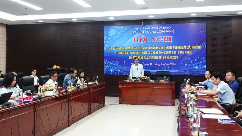Điểm cầu trực tiếp của hội nghị tại Trung tâm hành chính TP Đà Nẵng. Ảnh: XUÂN QUỲNH