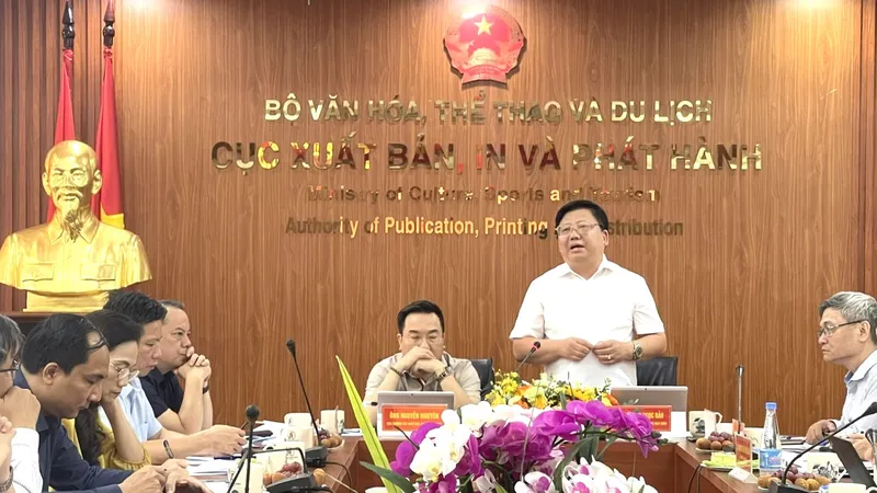Hội nghị triển khai công tác phòng chống vi phạm bản quyền trong xuất bản. Ảnh THƯƠNG NGUYỄN