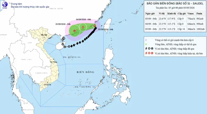 9月3日上午，5号台风改变移动方向并离开东海。图源：国家气象水文预报中心
