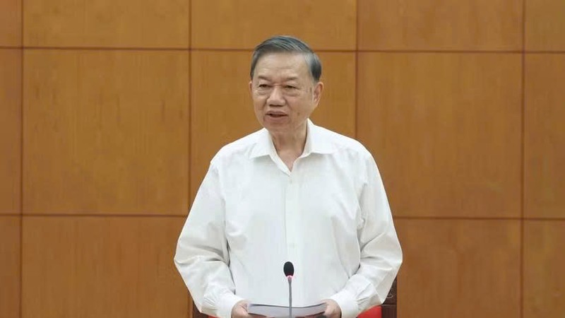 党中央总书记、国家主席苏林发表讲话。图自越通社