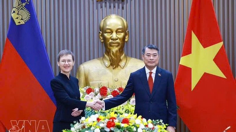 越南政府总理黎明兴与列支敦士登公国首相布丽吉特·哈斯。图自越通社
