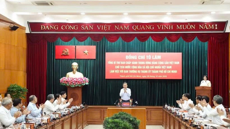 工作会谈现场。图自越通社