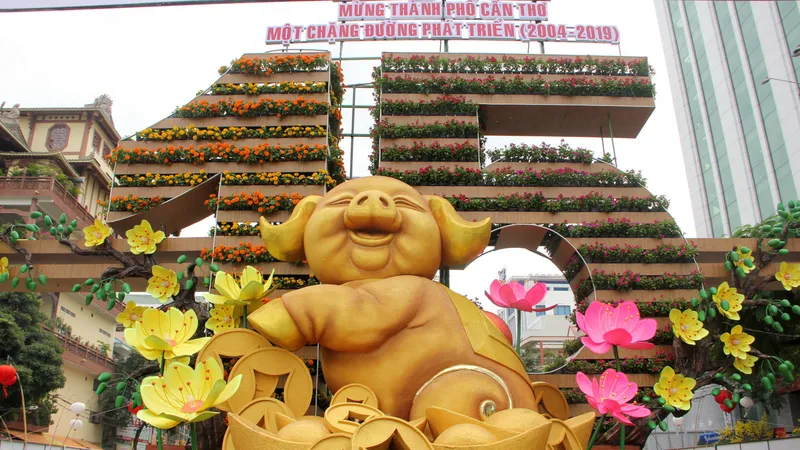 Đường hoa Cần Thơ rực rỡ trước giờ mở cửa
