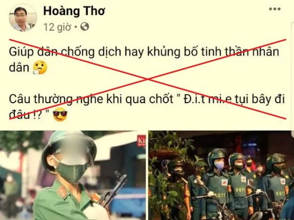Một bài viết thông tin sai sự thật, xuyên tạc trên Facebook cá nhân của Võ Hoàng Thơ