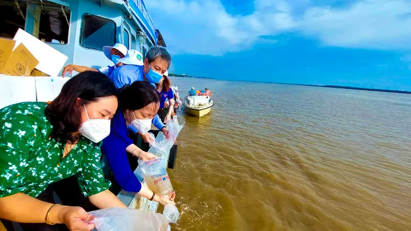 Sóc Trăng thả 4,3 triệu con giống thủy sản ra biển 