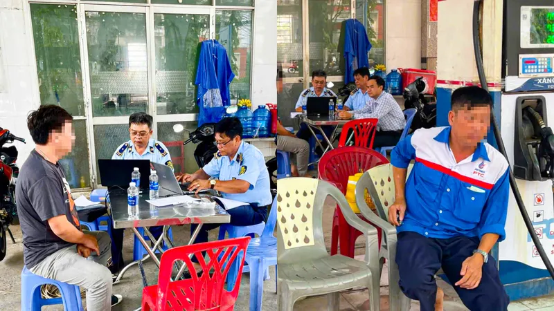 Lực lượng Quản lý thị trường kiểm tra đột xuất tại cửa hàng xăng, dầu tại phường Tân An, TP Cần Thơ
