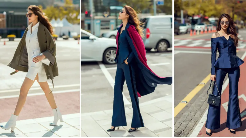 Phạm Hương với street style thanh lịch trên đường phố Seoul
