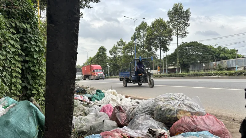 Rác trên đường Mỹ Phước - Tân Vạn