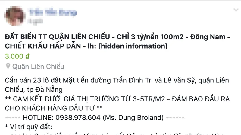 Thông tin rao bán 23 lô đất trên mạng xã hội là không chính xác