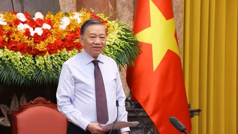 苏林总书记、国家主席发表讲话。图：越通社