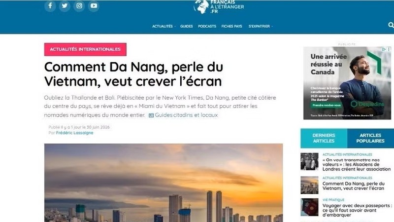 发表于法国电子杂志《海外法国人》（*Journal des Français à l'étranger*）的相关文章。图：越通社