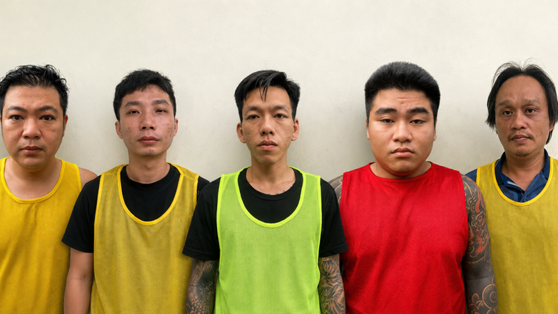 网络赌球团伙的头目及管理人员。图：胡志明市公安