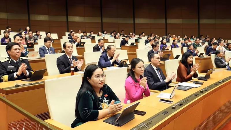 国会表决通过关于减免个人和企业所得税的国会决议。图：越通社