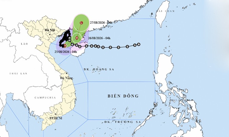 4号台风位置及路径示意图。图：thoitietvietnam.gov.vn