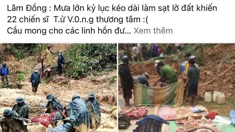 Thông tin 22 chiến sĩ bộ đội bị đất sạt lở vùi lấp tại Lâm Đồng là bịa đặt