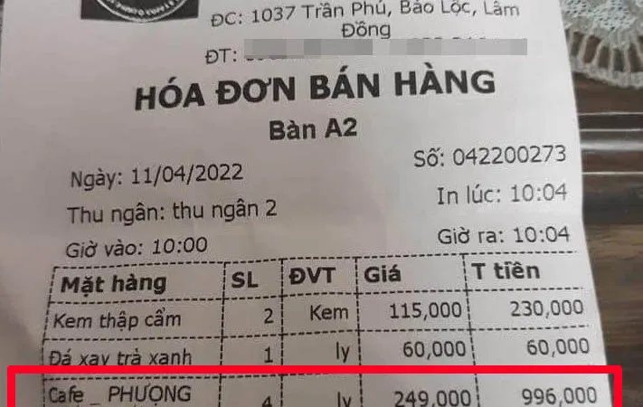 Phạt tiền quán cà phê bị tố "chặt chém” du khách ở Bảo Lộc