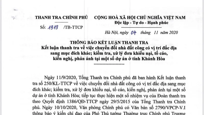 Nhiều sai phạm về đất công tại Khánh Hòa