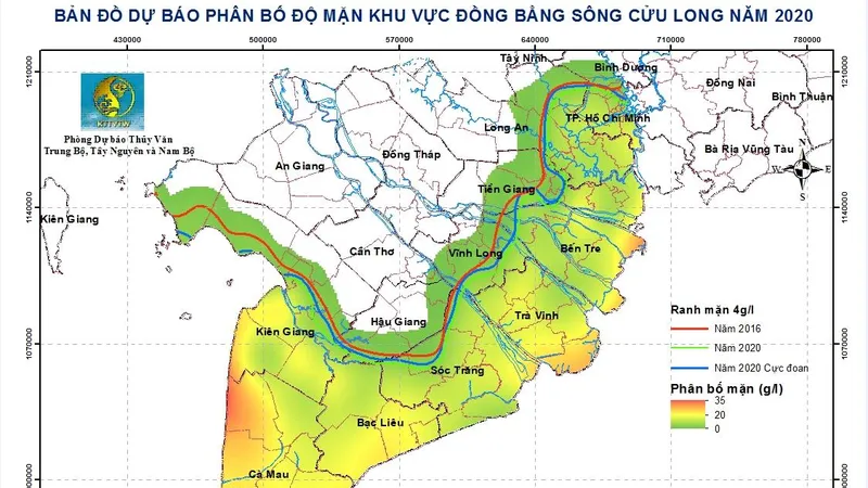 Triều cường sẽ xuất hiện vào dịp tết, nước mặn tiến sâu vào đất liền