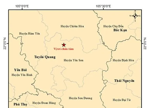 Động đất nhẹ tại Tuyên Quang