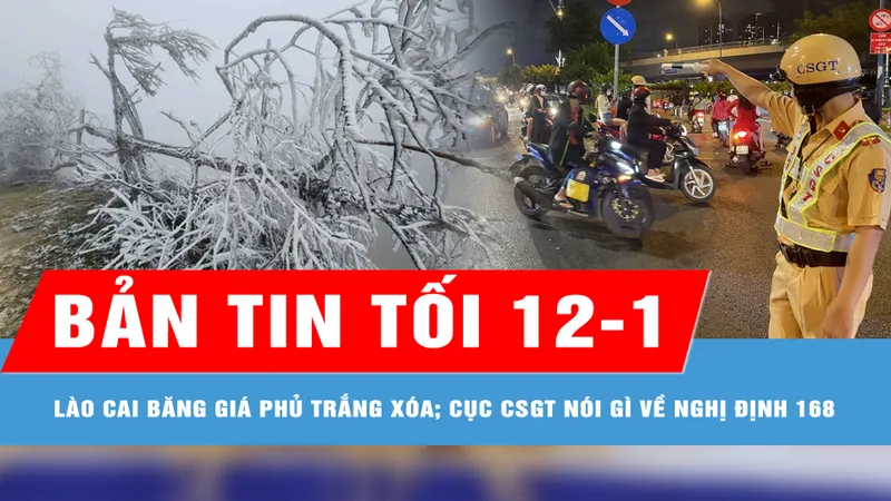 Bản tin tối 12-1: Băng giá phủ trắng xóa nhiều nơi ở Lào Cai; Cục Cảnh sát giao thông nói gì về tin 'Nghị định 168 xây dựng sai thủ tục'?