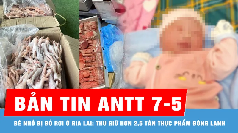 Bản tin ANTT 7-5: Phát hiện bé nhỏ bị bỏ rơi ở Gia Lai; Thu giữ hơn 2,5 tấn thực phẩm đông lạnh