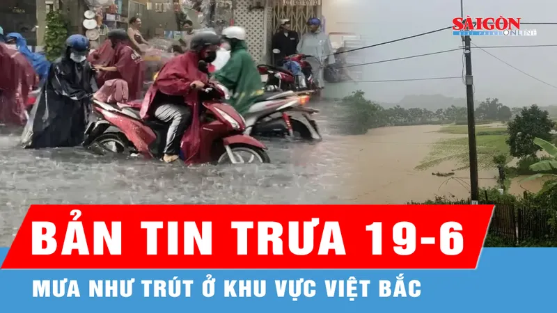 Bản tin trưa 19-6: Mưa như trút ở khu vực Việt Bắc