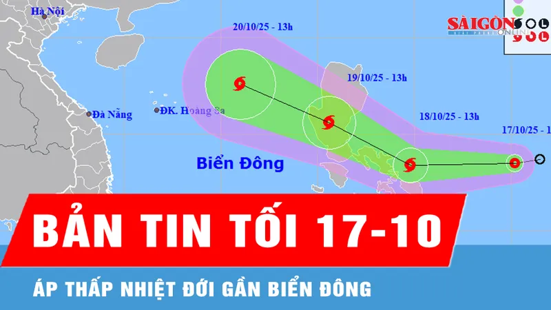 Bản tin tối 17-10: Áp thấp nhiệt đới gần Biển Đông có thể thành bão số 12