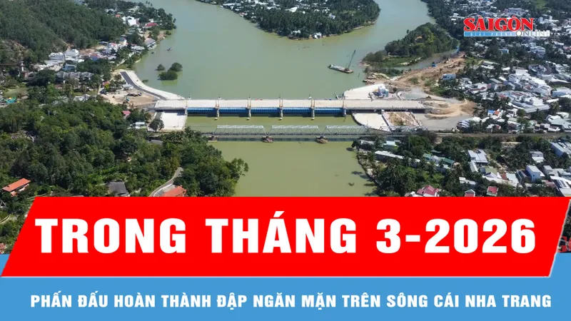 Hoàn thành đập ngăn mặn trên sông Cái Nha Trang trong tháng 3-2026 