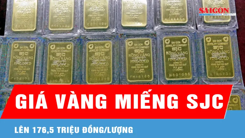 Giá vàng miếng SJC lên 176,5 triệu đồng/lượng
