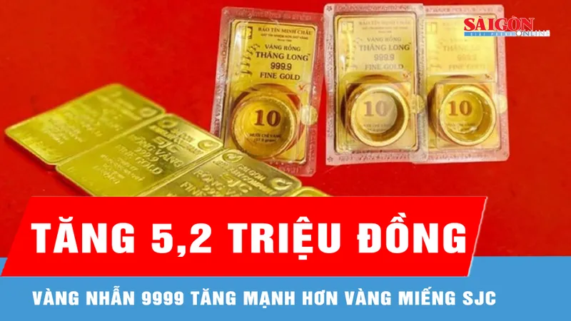 Sáng 4-2, giá vàng nhẫn 9999 tăng mạnh hơn giá vàng miếng SJC