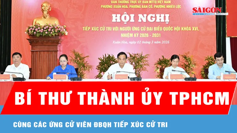 Bí thư Thành ủy TPHCM Trần Lưu Quang cùng các ứng cử viên ĐBQH tiếp xúc cử tri