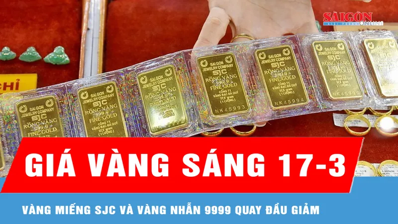 Sáng 17-3, giá vàng trong nước giảm
