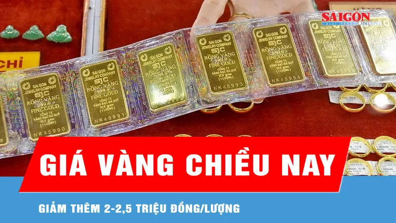 Giá vàng chiều nay giảm thêm 2-2,5 triệu đồng/lượng 