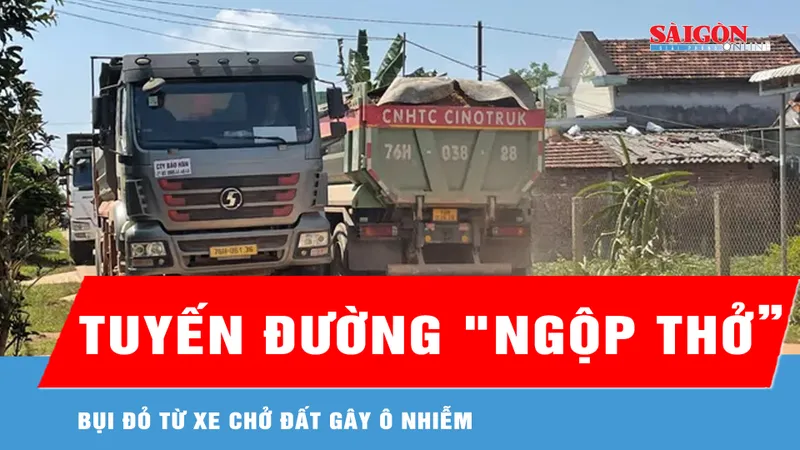 Người dân "than trời" vì xe chở đất mỏ An Hội gây ô nhiễm, mất an toàn