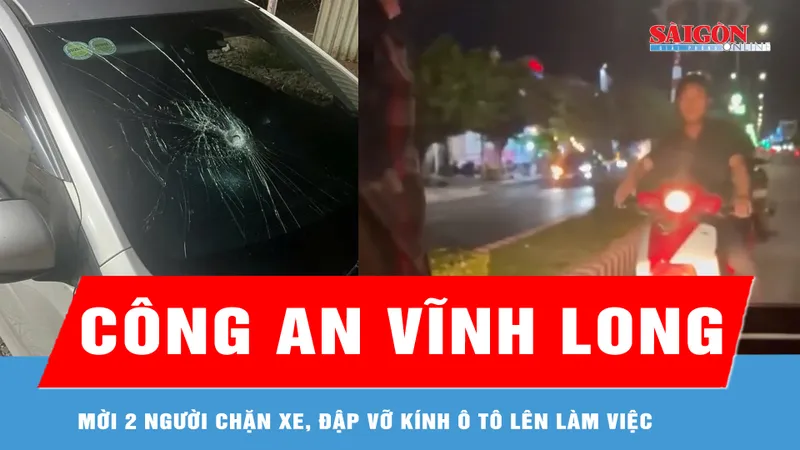 Công an Vĩnh Long mời 2 người chặn xe, đập vỡ kính ô tô lên làm việc