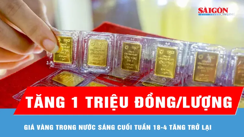 Giá vàng tăng 1 triệu đồng/lượng trong ngày cuối tuần 