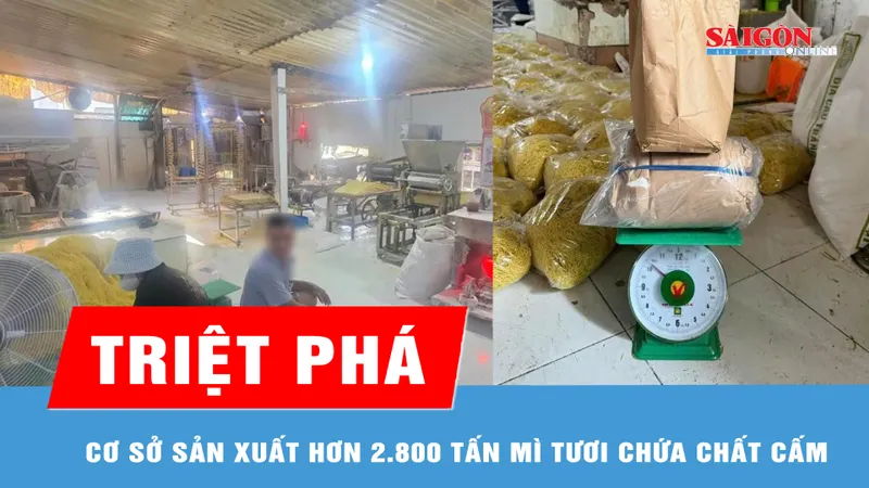 Triệt phá cơ sở sản xuất hơn 2.800 tấn mì tươi chứa chất cấm