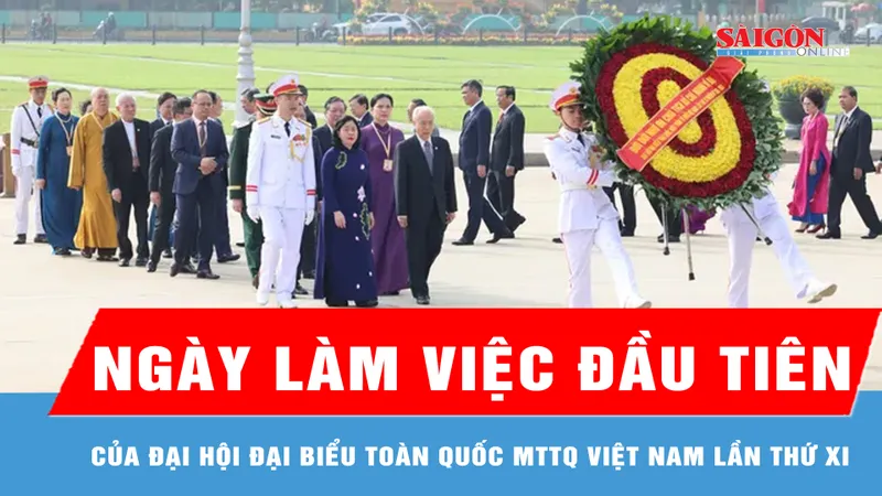 Đoàn đại biểu tham dự Đại hội đại biểu toàn quốc MTTQ Việt Nam lần thứ XI vào Lăng viếng Chủ tịch Hồ Chí Minh