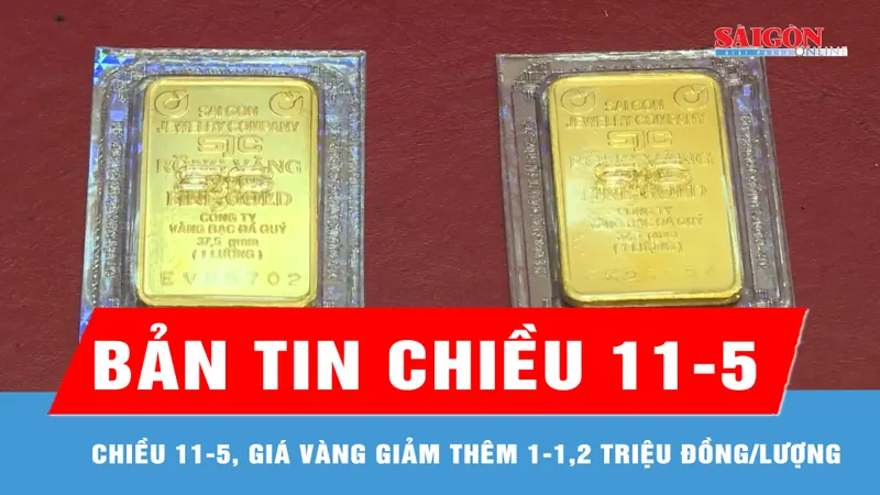 Bản tin chiều 11-5: Giá vàng giảm thêm 1-1,2 triệu đồng/lượng