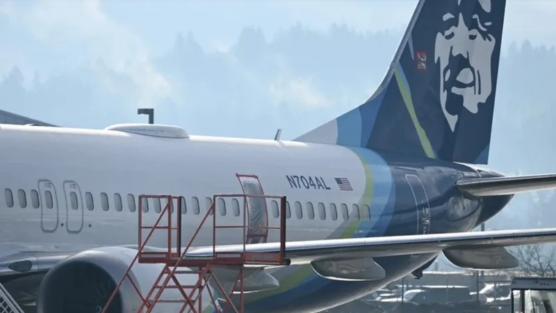 Máy bay Boeing 737 MAX của hãng hàng không Alaska Airlines hạ cánh khẩn cấp tại thành phố Portland, bang Oregon, Mỹ sau sự cố bung cửa ngày 23-1-2024. Ảnh: TTXVN