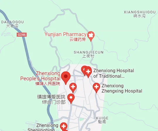 Ảnh chụp Google Map địa điểm bệnh viện Trấn Hùng, Vân Nam, Trung Quốc