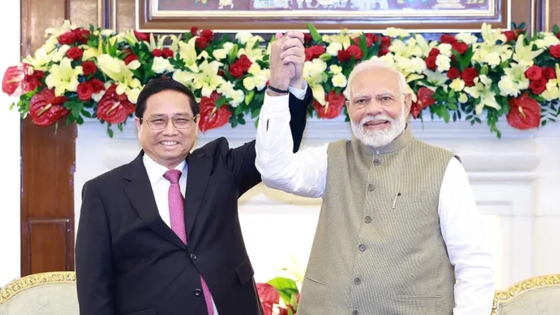 Thủ tướng Ấn Độ Narendra Modi chủ trì Lễ đón chính thức Thủ tướng Chính phủ Phạm Minh Chính thăm cấp Nhà nước tới Ấn Độ. Ảnh: TTXVN