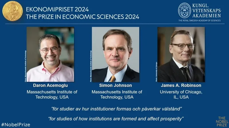 3 nhà kinh tế học Mỹ đoạt giải Nobel Kinh tế 2024. Ảnh: Nobel Priza