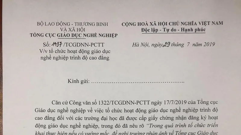 45 trường ĐH, học viện bị dừng rồi lại cho tuyển sinh CĐ trong năm 2019