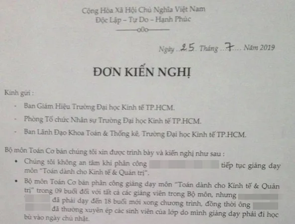 Trưởng bộ môn đòi nghỉ việc vì không chấp nhận một giảng viên “có tình cảm không đúng đắn” với SV