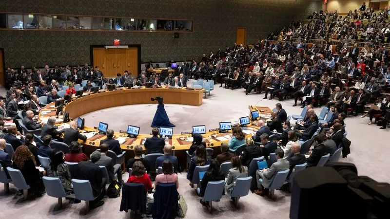 Hội đồng Bảo an Liên hợp quốc trong phiên họp về xung đột Dải Gaza. Ảnh: UN News